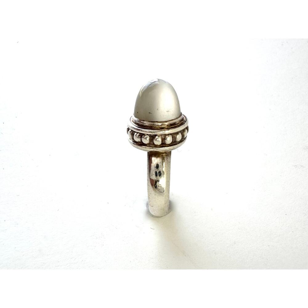 Lingam White Moonstone Sterling Silver Handmade Ring US Size 7.5